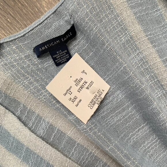 American Eagle Stripe Poncho Cape Wrap Coverup Kimono Blue Open front Y2k 2000s - Picture 15 of 16